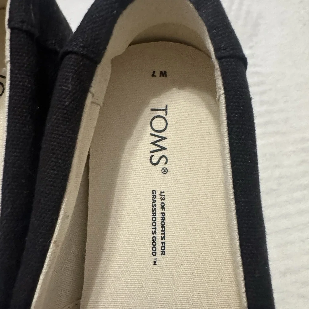 TOMS Alpargata Platform Shoes Rainbow Sole Black Canvas Women's Size 7